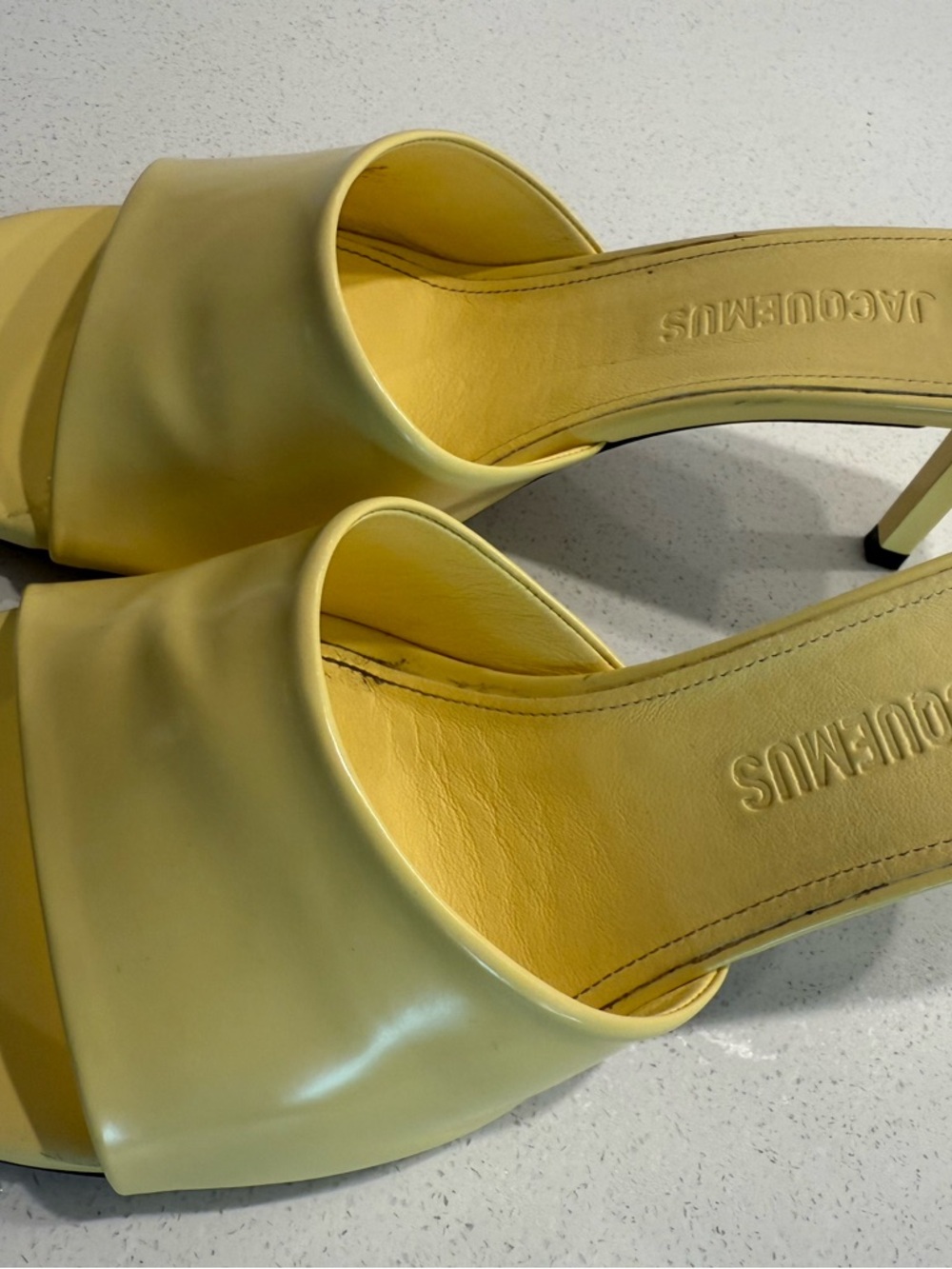 Jacquemus Les Mules Cubisto Leather Sandals in Light Yellow (Butter) - Picture 8 of 10